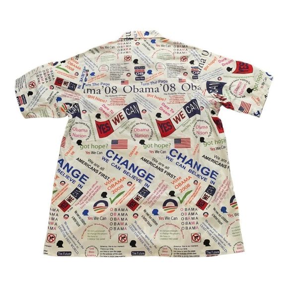 Mens Barack Obama 2008 US Election All Over Print Button Up Short Sleeve T Shirt - Picture 2 of 6